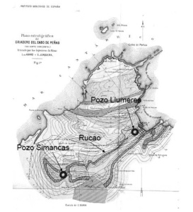 Mapa del criadero de hierro en la mina de Llumeres, perteneciente al concejo de Gozón